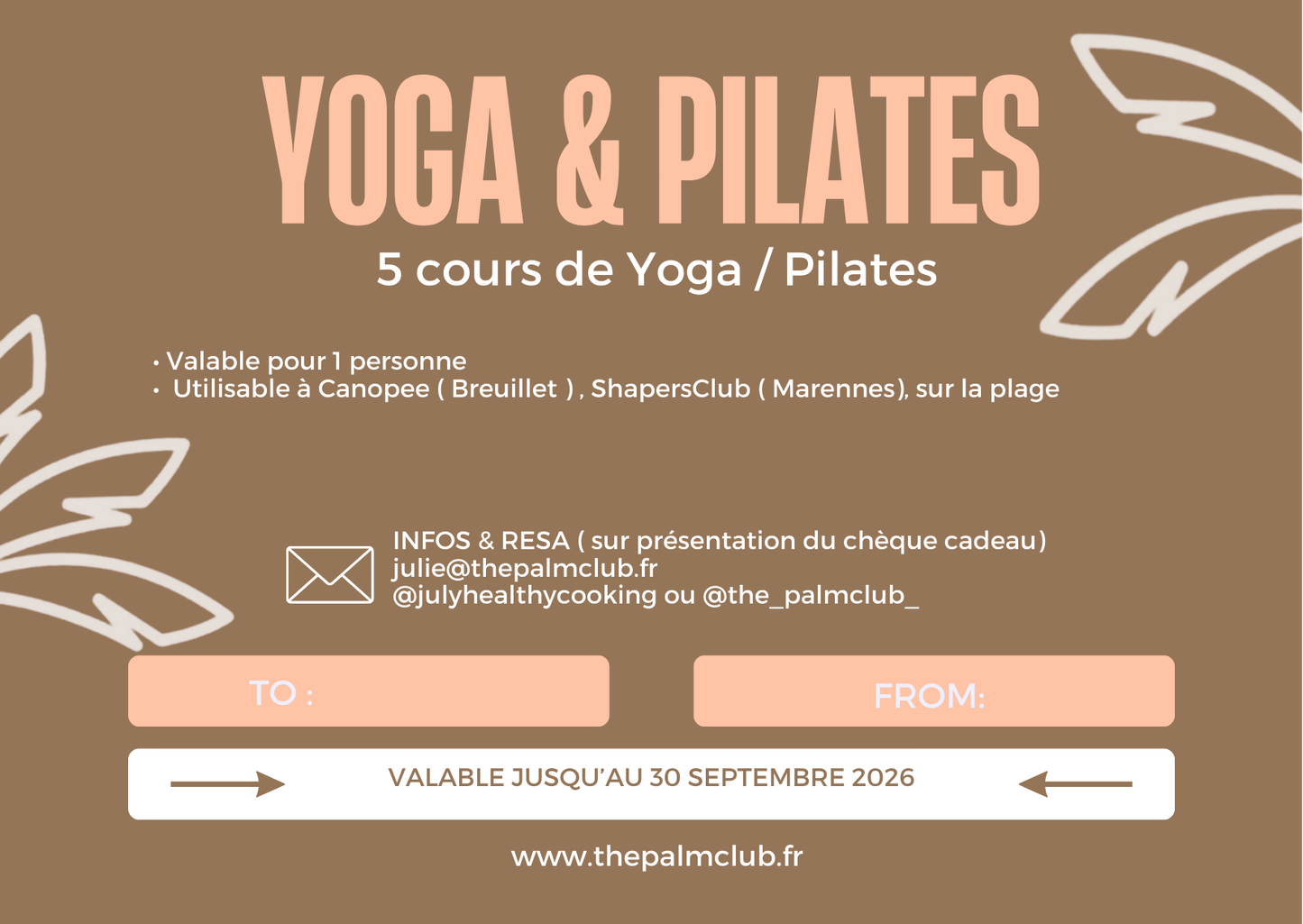 XMAS GIFT CARD • 5 COURS Yoga / Pilates